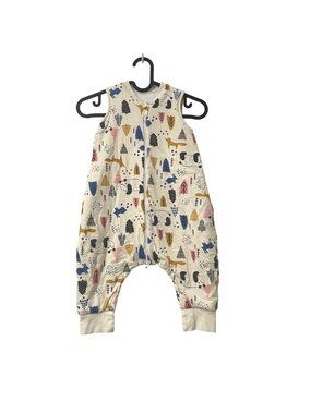 DuoMiaoMiao Panda Art Graphic Sleeveless Cotton Full Zip Snap Sleeper Size S